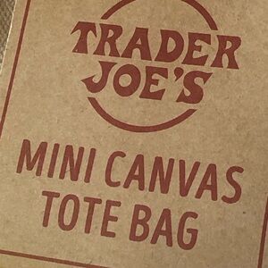 Trader Joe mini Canvas Tote Bag with Yellow Base